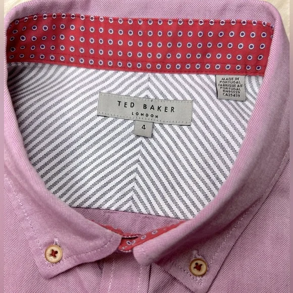 Ted Baker London Size 4 Men’s Casual‎ Long Sleeve Button Down Burgundy - Picture 6 of 10